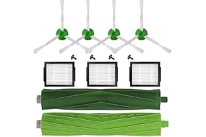 DLD 1 zestaw gumowych szczotek o wielu powierzchniach + 3 filtry HEPA + 4 szczotki do zamiatania krawędzi, części zamienne do zestawu odkurzacza iRobot Roomba i7 i7+/i7 Plus E5 E6