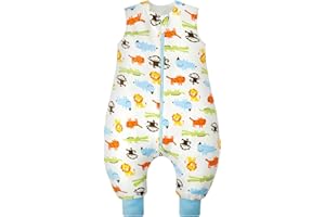 WYTBABY Baby Sleeping Bag 1.0 Tog With Legs, 100% Cotton Sleeveless Baby Sleep Sack Toddler Wearable Blanket For Boys and Girls, 70cm/6-18 Months