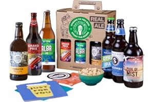 Premium British Real Ale Cheers Dad Gift Hamper - 6x500ml Independent Traditional Ales with Snack & Craft Beer Tasting Guide by QWERTY Beer Box - Beer Gift for Dad