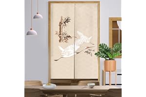 Surwin Cortina de Puerta Japonesa Noren, Cortina de Puerta Interior Estilo Japonés Tela Tapiz Cortina de Partición para Hogar Habitación Cocina Tienda Restaurante (grulla Noble,85x120cm)