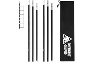OneTigris Upgraded Tent Poles – Set of 2 Adjustable Telescoping Tarp Poles, Aluminum Replacement Poles for Tent, Tarp, Canopy, Awning, Shelter, Heavy Duty Aluminum Alloy Camping Poles