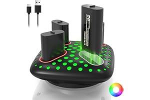 AceGamer 4x1400mAh(=4x5180mWh) Xbox Controller Akku-Packs für Xbox One/Xbox Series X|S Elite Controller, Xbox Series Controller Akku-Kit mit RGB-Ladestation & Type-C Kabel
