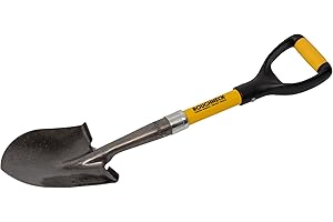 Roughneck Micro Schaufel (690 mm, zum Graben / Schaufeln auf engstem Raum, Klinge aus Karbonstahl, weicher Griff, Schaufel mit Trittkante, für Baustelle / Camping / Garten) 484170