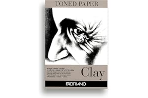 Fabriano Honsell 19100497 - Blocco da disegno in argilla tonica, formato DIN A4, 50 fogli, 120 g/m², colore: grigio, con percentuale di cotone al 15%, superficie naturale, per tutte le tecniche