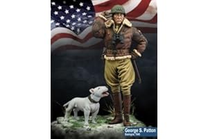 PANGCHENG 1/24 75Mm Us Generale Patton E Cane Soldato 75Mm Kit Miniatura Figura in Resina Non Assemblato Non Verniciato