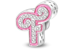HappyStar Charme Lettre de L'alphabet Argent Sterling 925 Zircone Letter Charms,12 Zodiac Anniversaire Bead Charms pour Femme,Cadeau Rose Convient pour Européens et Pandora Bracelets Colliers