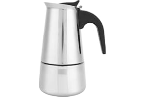 Wakects Moka ekspres do kawy, 4 filiżanki, 200 ml, ze stali nierdzewnej, srebrny, indukcyjny, nowoczesny, do podróży i domu