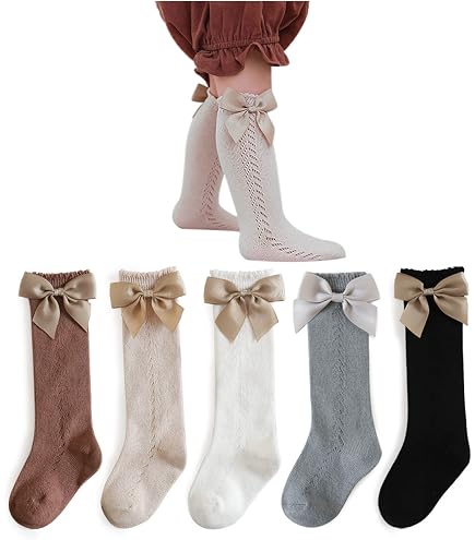 2 Paires De Chaussettes Antidérapantes Pour Bébé Fille - Coton Doux, Nœud Papillon, Tailles 1-3 Ans