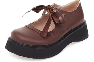 LROEY REOLY Scarpe Mary Jane con Zeppa da Donna, Pompe del Tallone Medio Punta Rotonda Fibbia Scarpe da Festa con Plateau Moda, Numero 34-45