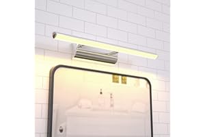 Luxvista 9W 57CM Ángulo Ajustable Aplique Espejo Baño Led Interior con Interruptor con 900Lm Lámpara de Pared Espejo Iluminación para Maquillaje (Blanco Cálido 3000K)