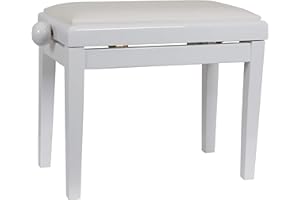 Innox PB 40W Piano Stool - Padded Cushion - Storage Compartment - White Piano Bench - Keyboard Bench - Wooden - Classic Style