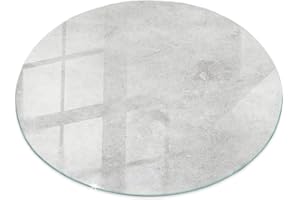 TULUP Plateau en Verre ⌀ 100 cm Circulaire Décor Élégant Durable pour Le Salon, la Cuisine et la Salle à Manger Surface Lisse Decoratif Verre Trempé - Motif Texture du béton