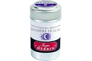 Jacques Herbin 20148T - Une boite de 6 cartouches d'encre pour stylo-plumes et stylos roller (produit sans emballage - objectif zéro déchet), Poussière de lune