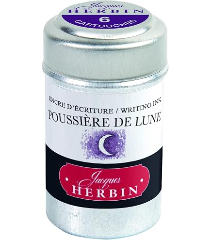 Cartouches D'Encre Herbin Éclat De Saphir - Boîte De 6, Stylo-Plume Et Roller - Fabriqué En France