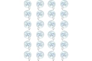 AKH® Clear Suction Cup Hooks | Strong Suction Cup for Christmas Hanging Decorations | 2cm Rubber Sucker with Metal Hook (Pack of 24)