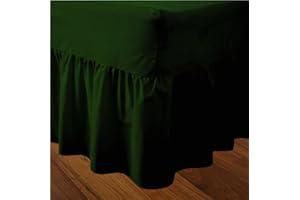 BEDWAY Luxury Valance Sheets - 68 Pick Polycotton Extra Deep Frilled Valance Fitted Sheet Soft, Versatile & Comfortable (Dark Green, Double)