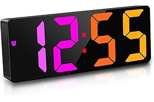 JQGO Digital Alarm Clock, RGB Alarm Clock Colorful LED Bedside Alarm Clocks Snooze Date Time Display Color Change, Big Digit Brightness Adjustable USB&Battery Powered, Home Office Travel-Black