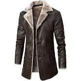 Men's Fur Coat Leather Sherpa Jacket Winter Warm Coat Parka Bomber Leather Jacket