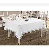 Beyazıt Tekstil Dantelli Leke Tutmayan Dertsiz Kumaş Masa &Ouml;rt&uuml;s&uuml; Beyaz 160 x 220 byzt240