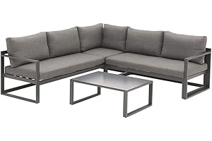 ‎OUTLIV OUTLIV. Ecklounge Set Florenz, Aluminiumrahmen, abziehbarer UV-beständiger Olefin-Bezug, Rückenlehnenverstellung, inkl. Loungetisch, dunkelgrau, 212x212 cm
