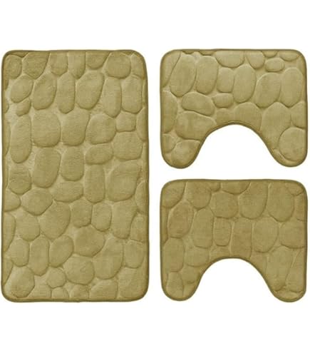 Set 3 Tappeti Bagno Antiscivolo | Super Assorbenti Con Fantasia Cuori/Fiori | Rosa - Foto 3