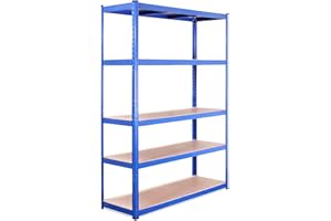 G-RACK Scaffalature PER Garage - 180 x 120 x 40cm - Scaffali di Stoccaggio - 5 Scaffalature - Blu - 5 Ripiani - 875KG di Capacità (175KG Per Ripiano) - 5 Anni di Garanzia