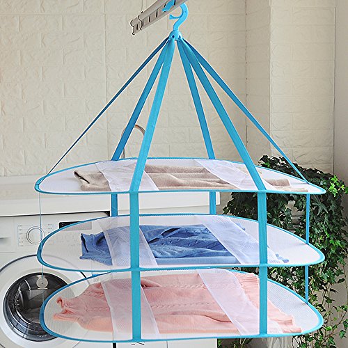Bequem Tragbar Langlebig Trocknen Gestell Falten Mesh Hängend Kleider Wäsche Korb Netze 3 Schichten Für Underwears Damen Dessous Woll Pullover Baby Kleider Puppenkissen Plüschtiere (77X61X78cm) - 3