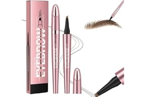 ZORVAYNE 3D Wasserdichter Microblading Augenbrauenstift, 2025 Neu Magischer Augenbrauenstift, mit 4 Gabelspitze, Langanhaltenden Magischer Brow Pencil Erzeugt Mühelos Natural Looking Brows (Hellbraun)