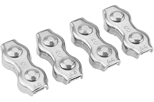 YETAHA 316 3mm 4pcs Wire Rope Cable Clamp Clips Grips Stainless Steel Duplex 2-Post Cable Clamp for Steel Rope Applicated in Industry