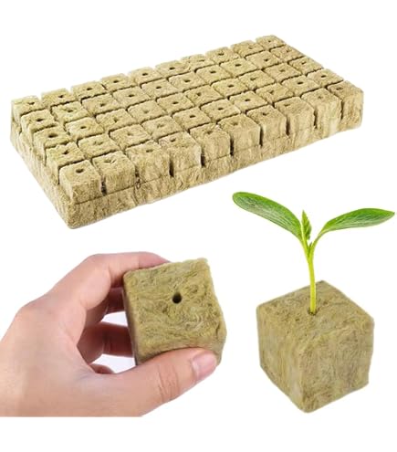 60 Blocs De Laine De Roche Hydroponique - 2x2,7 Cm, Pour Semis, Bouturage Et Culture Intérieure - 3