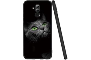 Yoedge Funda para Huawei Mate 20 Lite, Ultra Slim Cárcasa Silicona Negro con Dibujos Animados Diseño Patrón 360 Bumper Case Cover para Huawei Mate 20 Lite, Gato