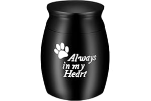 YARCHONN Petite urne funéraire pour animal de compagnie, durable, pour chiens, chats (empreintes de pattes noire)