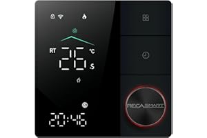 BecaSmart Serie 18 5A Termostato WiFi para Caldera de Gas/Agua, Termostato Digital Programable, Control de Voz, Función Programación, Compatible con Smart Life o Tuya App, Alexa, Google Home