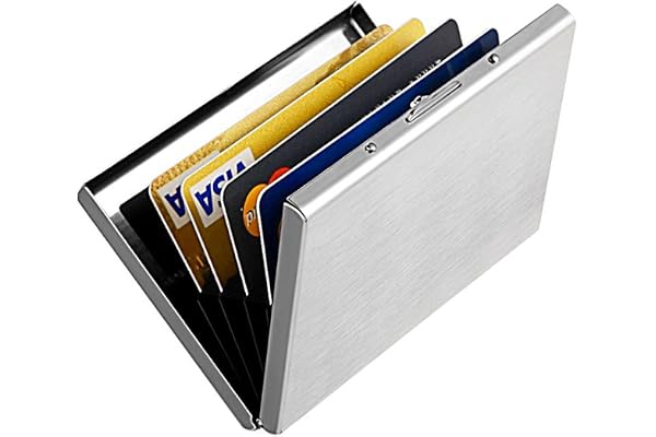Enyoir Slim RFID-kreditkortsskydd plånbok, block identitetstjuvar, rostfritt stål aluminium metallhållare fodral med 6 PVC-fa