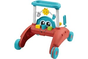 Fisher-Price 2-sidig stabil temporullator, barnrullator med biltema, för barn 6 månader - 3 år, HJP50, tyska språket