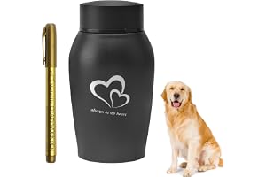 UOCAI urna hund djururna för hundar och sällskapsdjur, rostfritt stål med penna, katturna svart, bärbar