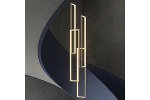 HYQJUNE Modern LED Geometrie Pendelleuchte Wohnzimmerlamp Aluminium Treppe Kronleuchter Xuanguan Schlafzimmer Hängeleuchte Schwarz Salon Esszimmer Deckenleuchte Acryl Hängelampe,4 heads Dimmbar