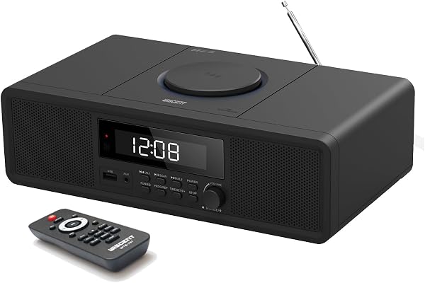 Système stéréo Home CD avec Lecteur CD, Radio FM, Bluetooth, entrée auxiliaire, Port USB, Montre numérique, Radio-réveil Lecteur CD, Micro Chaine Stereo
