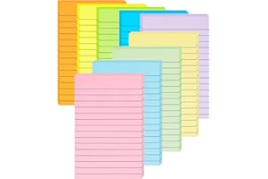 QISEVEN (9 Pack) Lined Sticky Notes 100mm x 150mm, 9 Pastel Ruled Post Stickies Colorful, Super Sticking Power Memo Post Stickies Large Sticky Notes for Office, Home, School, Meeting, 35 Sheets/pad