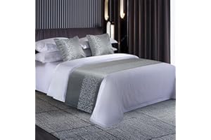 Odot Bed Runners and Matching Cushions Set, Bedroom Bedding Protection Decor Jacquard Bed Scarf Runner,for Scarves Home Decoration Hotel Cushion Covers (50x260cm,grey)