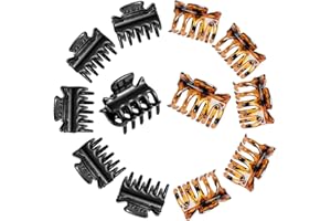 ZEVONDA 12 Stück Kleine Haarspangen - Kunststoff Haarstyling Haarnadeln Klemmen Haarkralle Clips Haarstyling Zubehör für Mädchen und Frauen, Schwarz (6PCS) + Braun (6PCS)