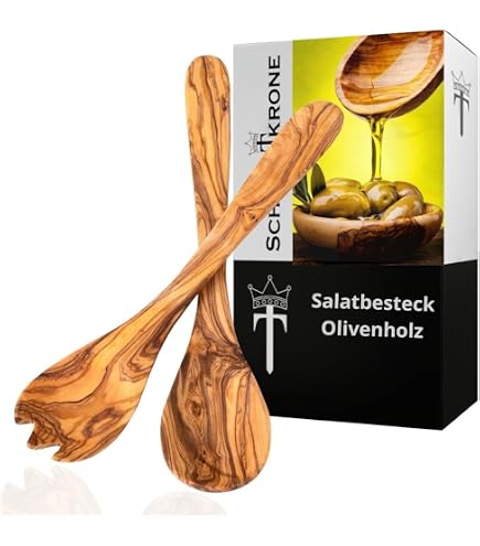 Set De Cuillères En Bois D'olivier Schwertkrone - Spatule Et Cuillères De Cuisine Antibactériennes - Fabriqué En Italie