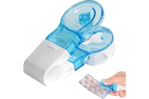 LEVABE pastillas portátil | Perforadora pastillas con contenedor | Caja almacenamiento para dispensador pastillas, fácil sacar pastillas del paquete para ancianos
