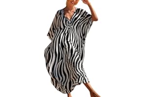 Lazz1on Bohème Kaftan Femme Grande Taille Robe de Plage Longue Pareos Eté Bikini Cover up