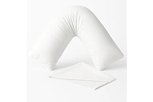 4AS V Pillow with Pillowcase – Hypoallergenic & Orthopedic V Shaped Pillows for Ultimate Comfort – Ideal for Maternity, Nursing, and Relaxation (White – 75X35cm)