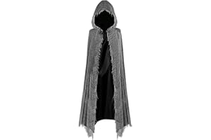 TANKERMO Gruselig Umhang mit Kapuze,150cm Halloween Kostüm Geister Sensenmann Mittelalter Umhang Satin,Geister Kostüm Erwachsene Cape Scary Outfit Grim Reaper Costume Damen Herren Halloween Umhange Schwarzer