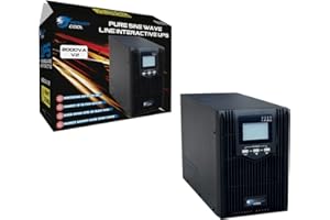 Powercool 2000VA2 Smart UPS Battery Backup – 1600W Pure Sine Wave Line-Interactive UPS with AVR, DSP Control, ECO Mode, USB/RS-232, RJ45 Surge Protection, 2× UK + 3× IEC Outlets | 3× 12V 9Ah Batteries