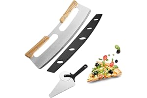 TENINYU Pizza Knife Cutter, Pizza Slicer, 14" Stainless Steel Pizza Cutter with Safe Wooden Handle & Protective Cover and Small Pizza Shovel, Premium Pizza Oven Accessories