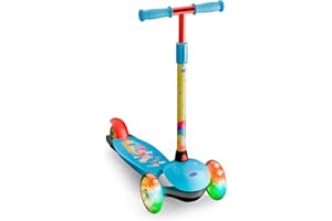 DQB DEQUBE DEQUBE- Patinete Infantil Peppa Pig - 3 Ruedas Ajustable- Patinete con Ruedas LED y Freno Trasero- Plegable y fácil de Transportar. Ultraligero y Seguro. para niños de 2 a 7 años. (DeQUBE 914D00189)