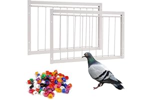 MOGOULUA 2 Stück Taubenstalltür 40cm T-Falle Tür mit 100 Stück Taubenbeinringe Eingangstür Dachbodenfallen AktiveVogelkäfigtür für Renntauben Tauben Papageien Vögel Fenster Tür Vogelfang Zuchtbedarf